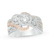 Thumbnail Image 1 of Previously Owned - 1 CT. T.W. Diamond Past Present Future® Frame Multi-Row Engagement Ring in 10K Two-Tone Gold