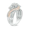 Thumbnail Image 2 of Previously Owned - 1 CT. T.W. Diamond Past Present Future® Frame Multi-Row Engagement Ring in 10K Two-Tone Gold