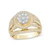 Thumbnail Image 1 of Previously Owned - 1 CT. T.W. Composite Diamond Double Frame Multi-Row Vintage-Style Engagement Ring in 10K  Gold
