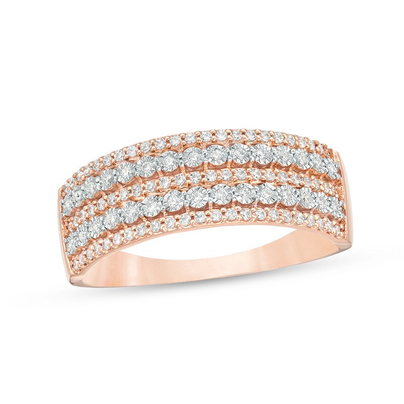 Main Image 1 of Previously Owned - 1/4 CT. T.W. Diamond Multi-Row Anniversary Ring in 10K Two-Tone Gold