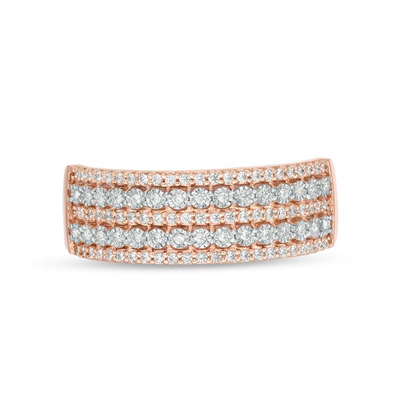 Previously Owned - 1/4 CT. T.w. Diamond Multi-Row Anniversary Ring in 10K Two-Tone Gold