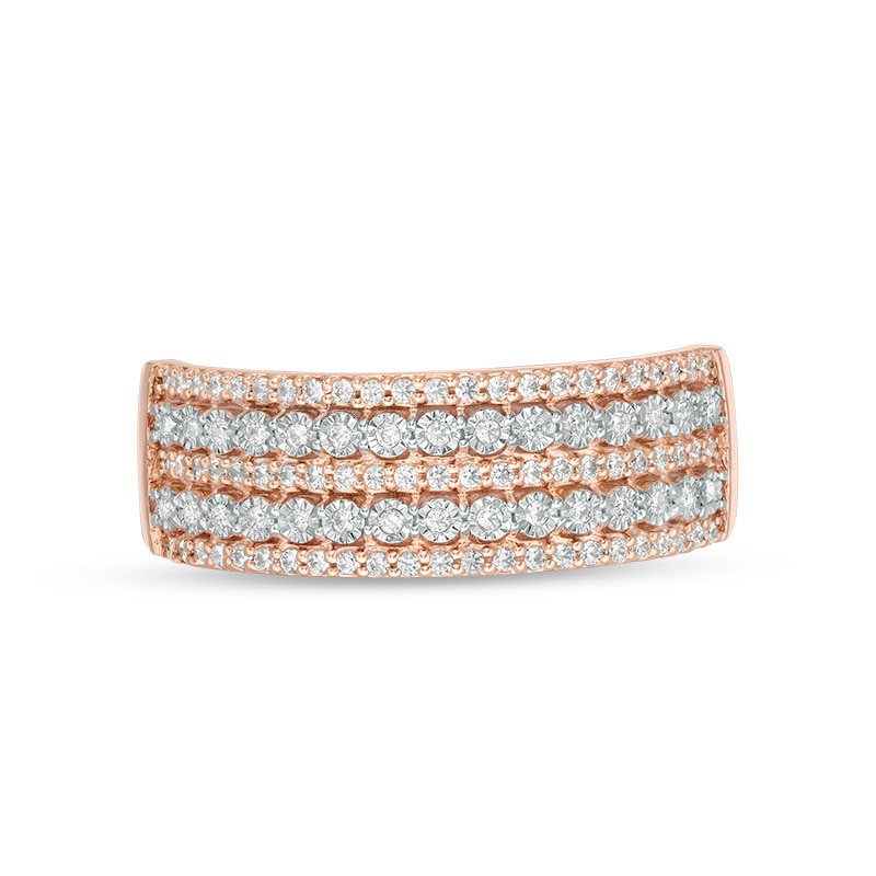 Main Image 4 of Previously Owned - 1/4 CT. T.W. Diamond Multi-Row Anniversary Ring in 10K Two-Tone Gold