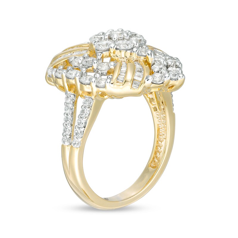 Main Image 3 of Previously Owned - 2 CT. T.W. Composite Diamond Pear-Shaped Spiral Ring in 10K Gold