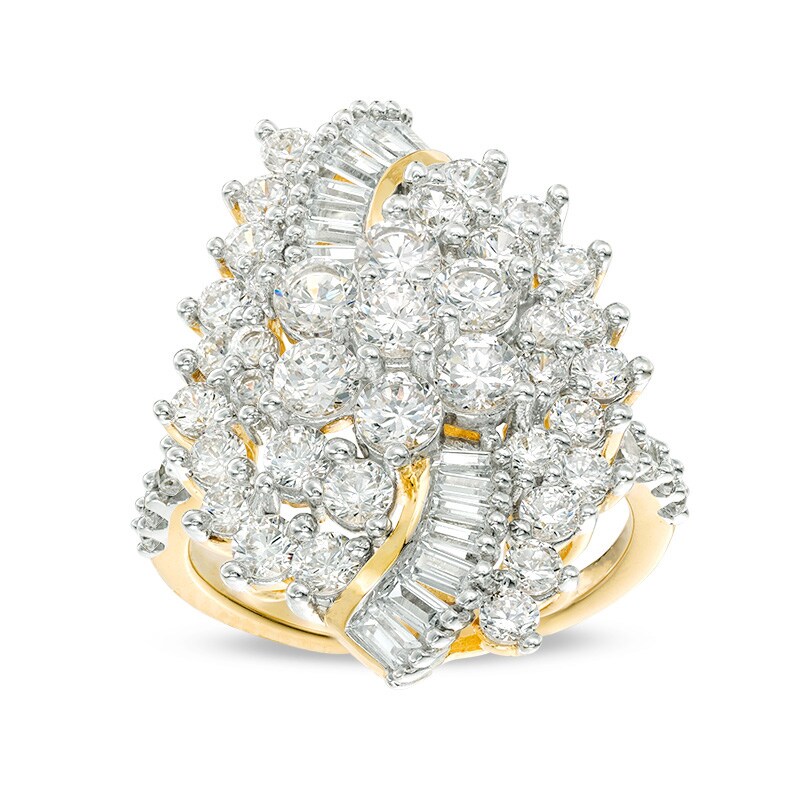 Main Image 4 of Previously Owned - 3 CT. T.W. Composite Diamond Waterfall Ring in 10K Gold
