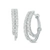 Thumbnail Image 1 of Previously Owned - 1 CT. T.W. Diamond Staggered Inside-Out Hoop Earrings in 10K White Gold