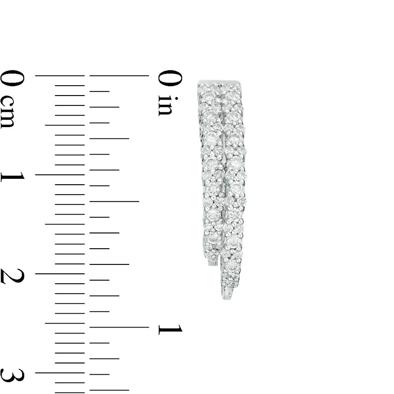 Main Image 2 of Previously Owned - 1 CT. T.W. Diamond Staggered Inside-Out Hoop Earrings in 10K White Gold