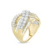 Thumbnail Image 2 of Previously Owned - 3 CT. T.W. Baguette and Round Diamond Multi-Row Crossover Ring in 10K Gold