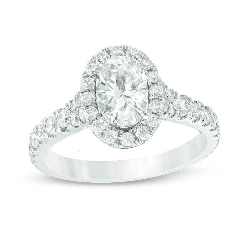 Main Image 1 of Previously Owned - Love's Destiny by Zales 1-3/4 CT. T.W. Oval Diamond Frame Engagement Ring in 14K White Gold
