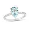 Thumbnail Image 1 of Previously Owned - EFFY™ Collection Pear-Shaped Aquamarine and 1/15 CT. T.W. Diamond Ring in 14K White Gold