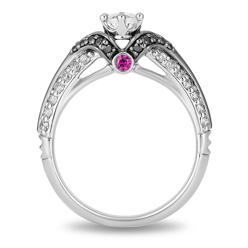 Previously Owned - Enchanted Disney Villains Evil Queen 1 CT. T.W. Oval Diamond Ring in 14K White Gold with Rhodium
