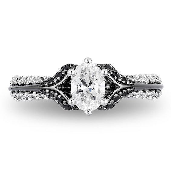 Previously Owned - Enchanted Disney Villains Evil Queen 1 CT. T.w. Oval Diamond Ring in 14K White Gold with Rhodium