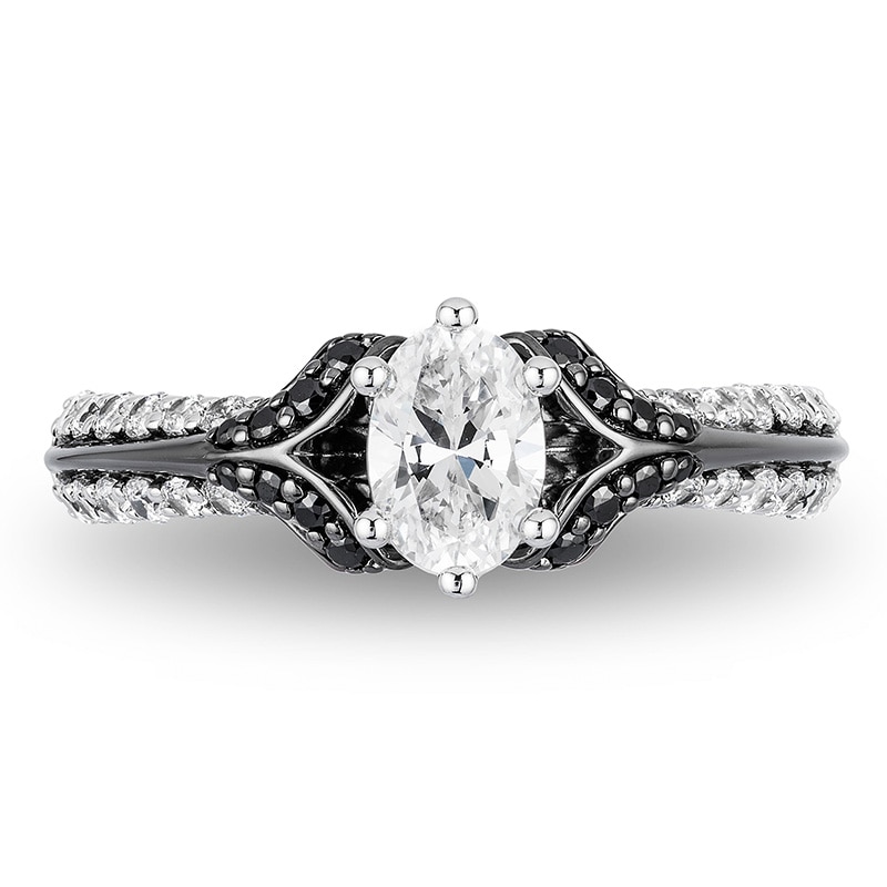 Main Image 4 of Previously Owned - Enchanted Disney Villains Evil Queen 1 CT. T.W. Oval Diamond Ring in 14K White Gold with Rhodium