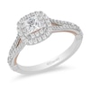 Thumbnail Image 1 of Previously Owned - Enchanted Disney Belle 3/4 CT. T.W. Princess-Cut Diamond Double Frame Rose Ring in 14K Two-Tone Gold