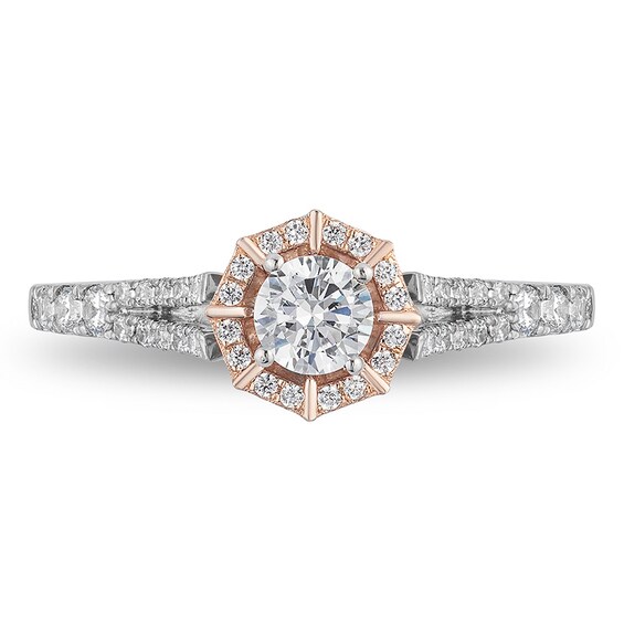Previously Owned - Enchanted Disney Mulan 3/4 CT. T.w. Diamond Frame Engagement Ring in 14K Two-Tone Gold