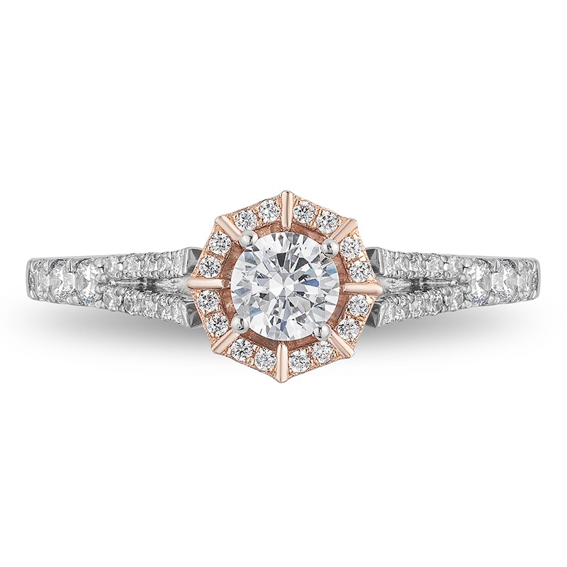 Main Image 4 of Previously Owned - Enchanted Disney Mulan 3/4 CT. T.W. Diamond Frame Engagement Ring in 14K Two-Tone Gold