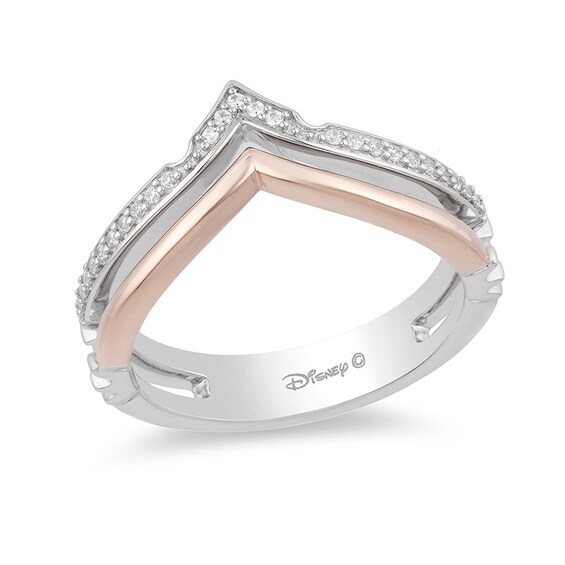 Previously Owned - Enchanted Disney Aurora 1/10 CT. T.w. Diamond Crown Ring in Sterling Silver and 10K Rose Gold