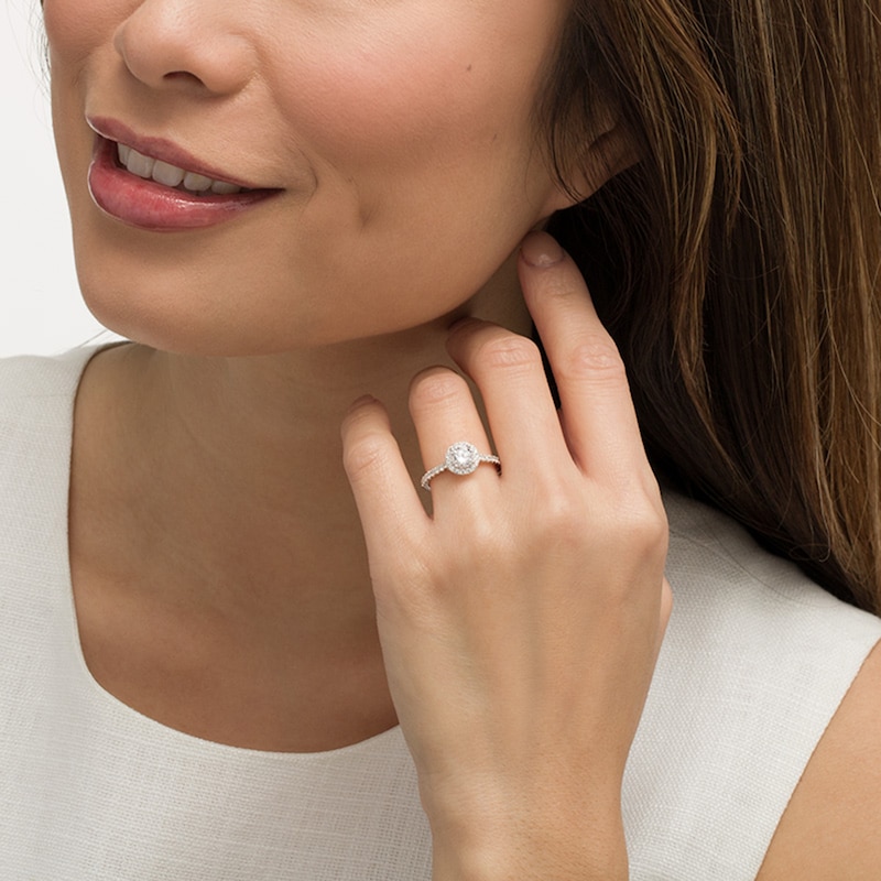 Main Image 2 of Previously Owned - 1-1/5 CT. T.W. Diamond Frame Engagement Ring in 14K White Gold