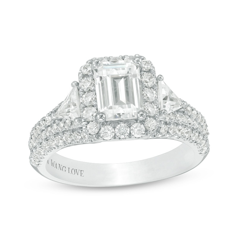 Main Image 1 of Previously Owned - Vera Wang Love Collection 2-1/4 CT. T.W. Emerald-Cut Diamond Engagement Ring in 14K White Gold