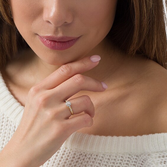 Previously Owned - Cherished Promise Collectionâ¢ 1/6 CT. T.w. Quad Diamond Promise Ring in 10K Two-Tone Gold