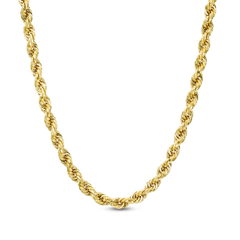 Main Image 1 of Previously Owned - 5.0mm Glitter Rope Chain Necklace in Hollow 10K Gold - 24"