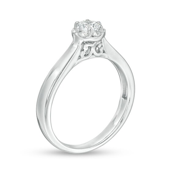 Previously Owned - 1/2 CT. T.w. Diamond Frame Engagement Ring in 14K White Gold