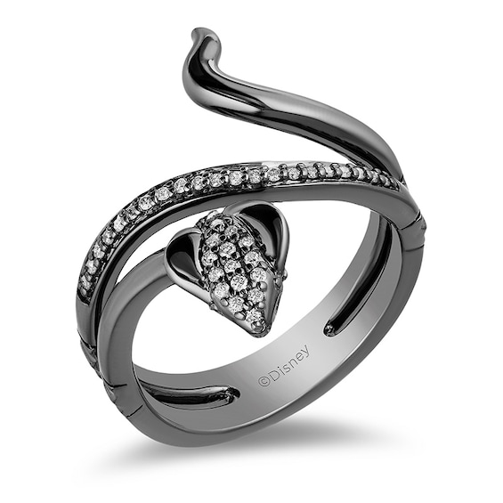 Previously Owned - Enchanted Disney Villains Jafar 1/6 CT. T.w. Diamond Snake Ring in Sterling Silver with Rhodium