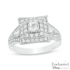 Thumbnail Image 1 of Previously Owned - Enchanted Disney Mulan 1 CT. T.W. Princess-Cut Diamond Frame Engagement Ring in 14K White Gold