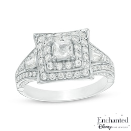 Previously Owned - Enchanted Disney Mulan 1 CT. T.W. Princess-Cut Diamond Frame Engagement Ring in 14K White Gold