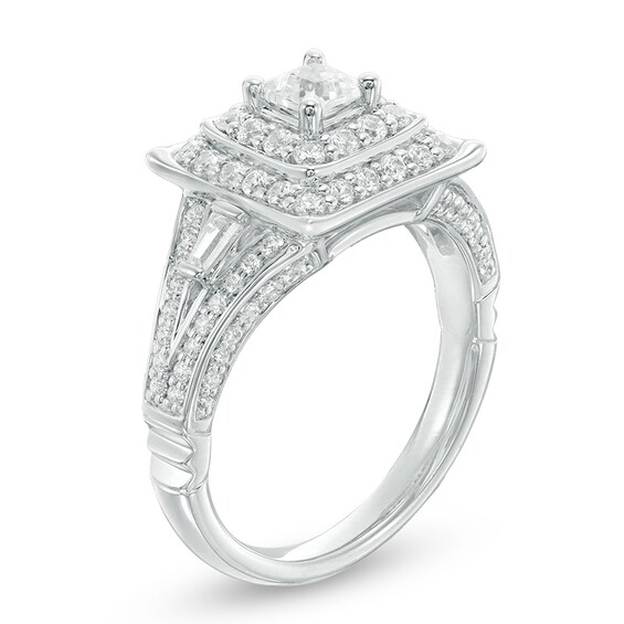 Previously Owned - Enchanted Disney Mulan 1 CT. T.w. Princess-Cut Diamond Frame Engagement Ring in 14K White Gold