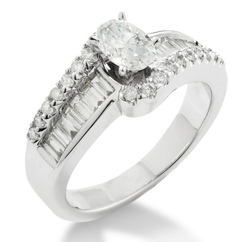 Main Image 1 of Previously Owned - 1-1/4 CT. T.W. Oval Diamond Solitaire Engagement Ring in 14K White Gold