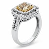 Thumbnail Image 2 of Previously Owned - 2 CT. T.W. Fancy Yellow Diamond Double Framed Ring in 18K Two-Tone Gold