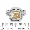 Thumbnail Image 3 of Previously Owned - 2 CT. T.W. Fancy Yellow Diamond Double Framed Ring in 18K Two-Tone Gold