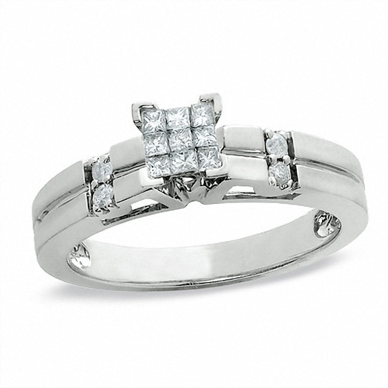 Previously Owned - 1/5 CT. T.w. Princess-Cut Diamond Engagement Ring in 10K White Gold