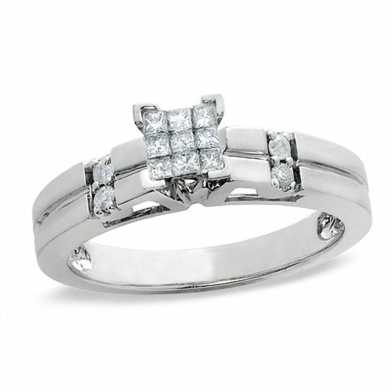 Main Image 1 of Previously Owned - 1/5 CT. T.W. Princess-Cut Diamond Engagement Ring in 10K White Gold