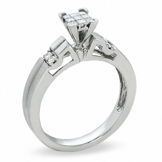 Previously Owned - 1/5 CT. T.w. Princess-Cut Diamond Engagement Ring in 10K White Gold