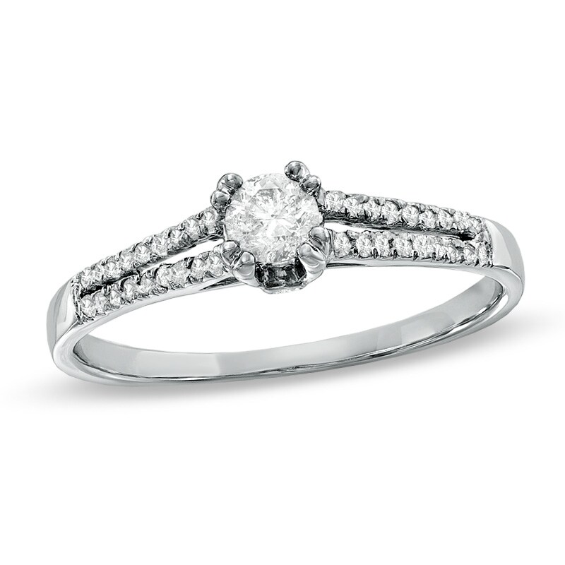 Main Image 1 of Previously Owned - 1/3 CT. T.W. Diamond Split Engagement Ring in 10K White Gold