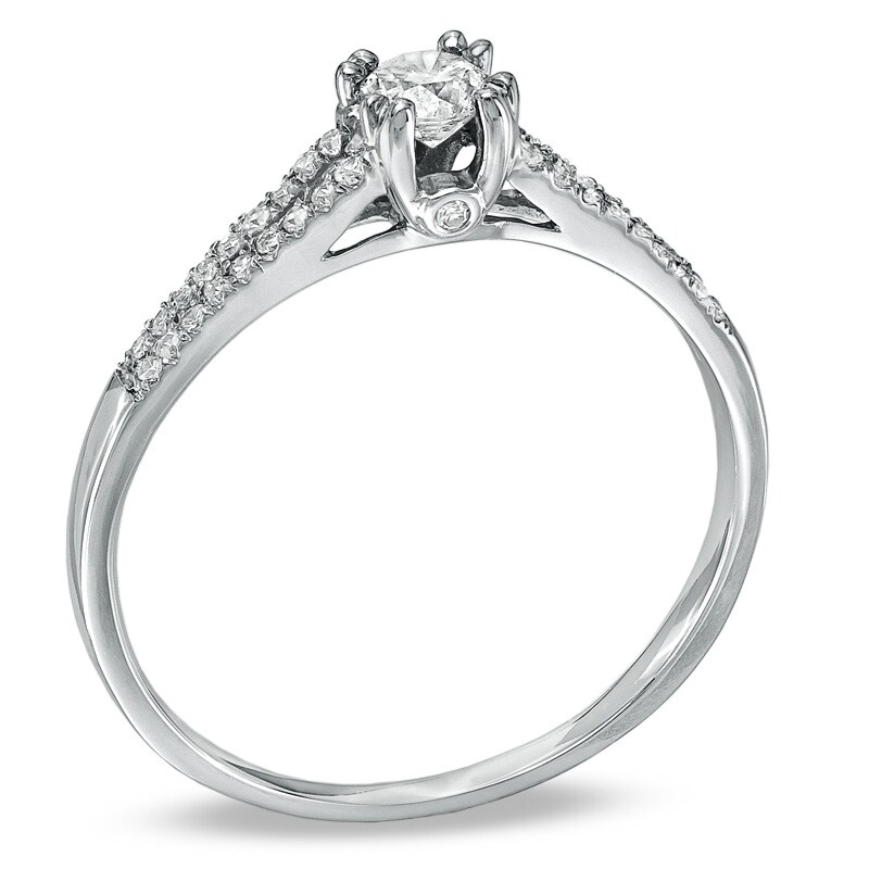 Main Image 2 of Previously Owned - 1/3 CT. T.W. Diamond Split Engagement Ring in 10K White Gold