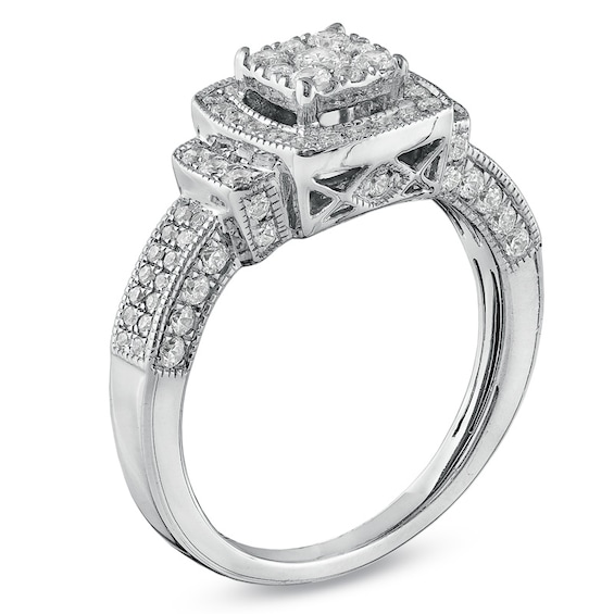 Previously Owned - 3/4 CT. T.w. Diamond Frame Ring in 10K White Gold