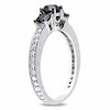 Thumbnail Image 2 of Previously Owned - 1-1/4 CT. T.W. Enhanced Black and White Diamond Three Stone Engagement Ring in 10K White Gold