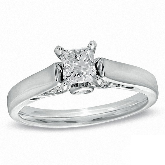 Previously Owned - 1 CT. T.w. Princess-Cut Diamond Engagement Ring in 14K White Gold (I/I1)