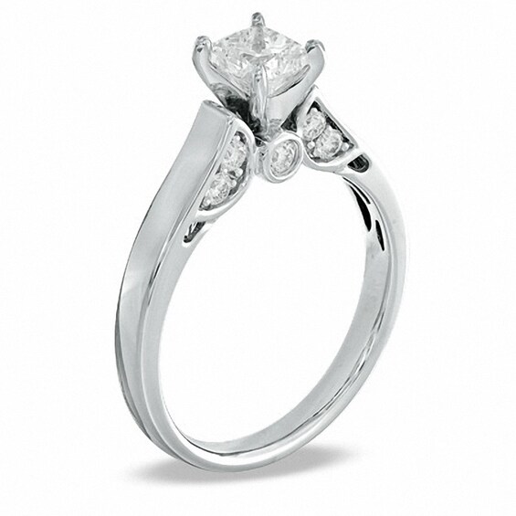 Previously Owned - 1 CT. T.w. Princess-Cut Diamond Engagement Ring in 14K White Gold (I/I1)