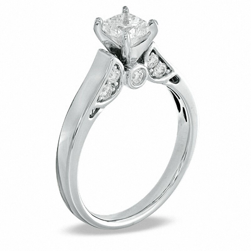 Main Image 2 of Previously Owned - 1 CT. T.W. Princess-Cut Diamond Engagement Ring in 14K White Gold (I/I1)