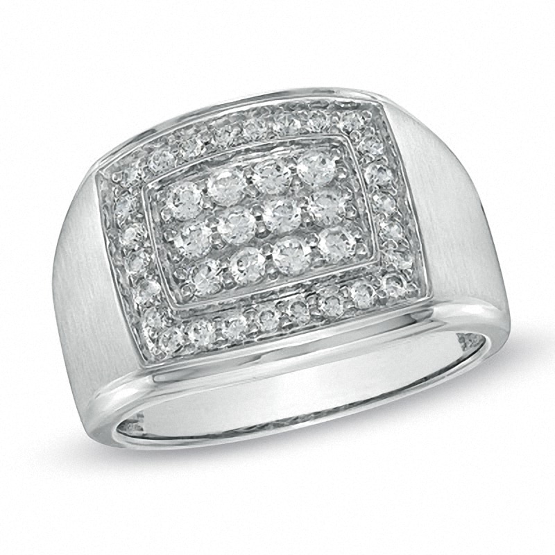 Main Image 1 of Previously Owned - Men's 1 CT. T.W. Diamond Frame Ring in 10K White Gold