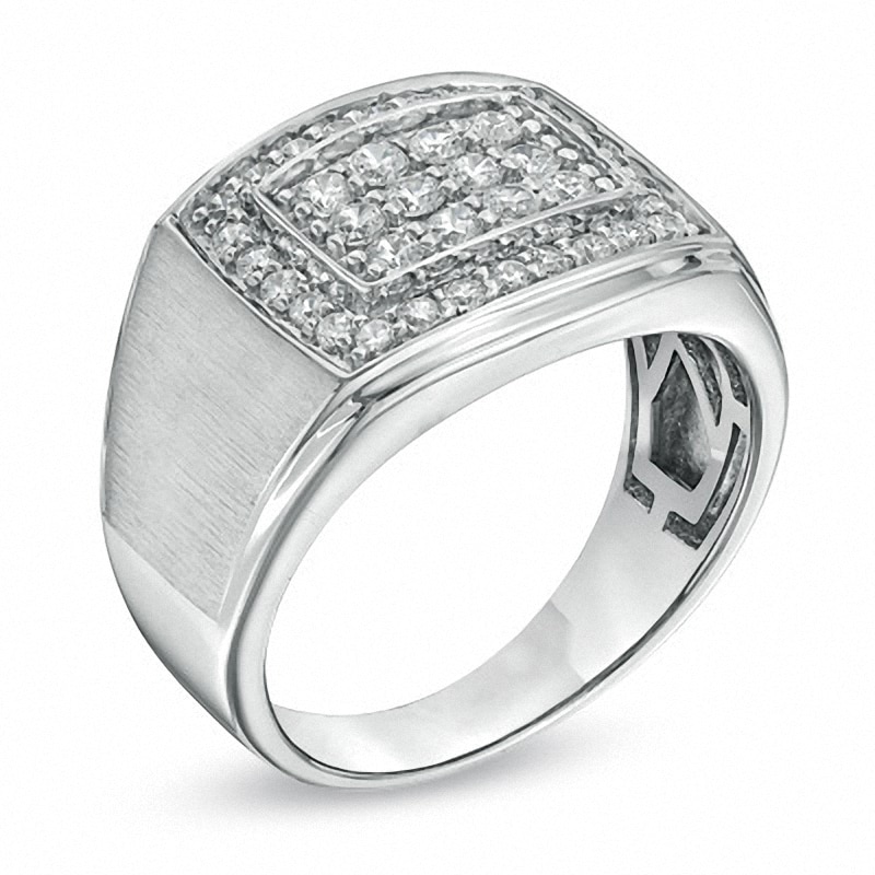 Main Image 2 of Previously Owned - Men's 1 CT. T.W. Diamond Frame Ring in 10K White Gold