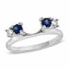 Thumbnail Image 1 of Previously Owned - 1/8 CT. T.W. Diamond and Sapphire Wrap in 14K White Gold