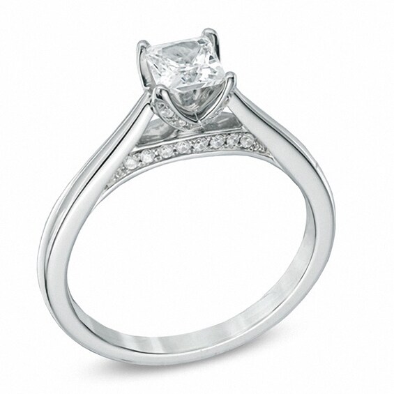 Previously Owned - Celebration Lux® 5/8 CT. T.w. Princess-Cut Diamond Engagement Ring in 18K White Gold (H-I/I1)