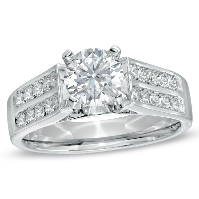 Main Image 1 of Previously Owned - 1/2 CT. T.W. Diamond Double Row Semi-Mount in 14K White Gold