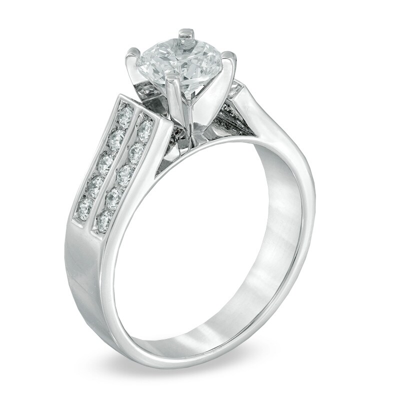 Main Image 2 of Previously Owned - 1/2 CT. T.W. Diamond Double Row Semi-Mount in 14K White Gold