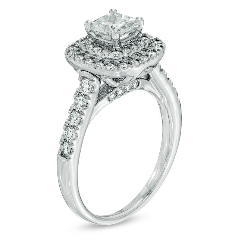 Main Image 2 of Previously Owned - Celebration Lux® 1-1/2 CT. T.W. Princess-Cut Diamond Engagement Ring in 18K White Gold (I/SI2)