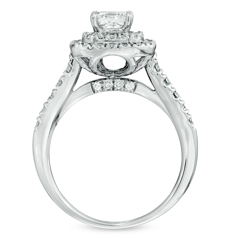 Main Image 3 of Previously Owned - Celebration Lux® 1-1/2 CT. T.W. Princess-Cut Diamond Engagement Ring in 18K White Gold (I/SI2)